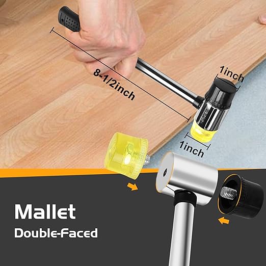 TOLESA Laminate Wood Flooring Installation Kit Vinyl Flooring Tools with 30 Spacers, Heavy Duty Pull Bar, Durable Solid Rubber Tapping Block, Non Slip Soft Grip Double Faced Mallet, Foam Knee Pads