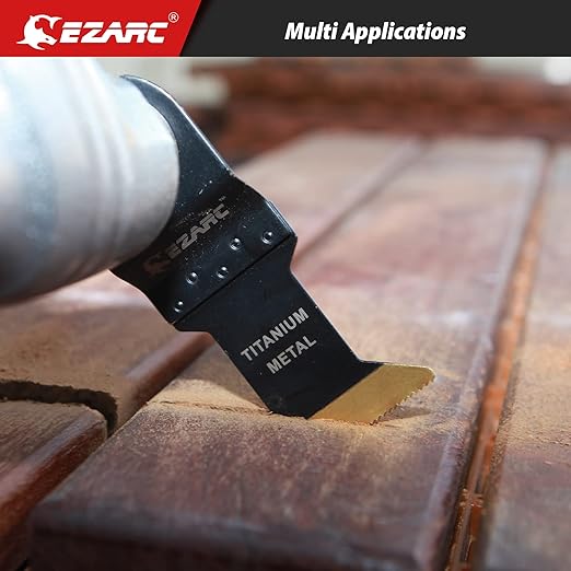 EZARC Oscillating Multitool Blades Titanium - 6PCS Oscillating Tool Saw Blades for Metal Wood Nails Screws Cutting - Universal Quick Release Multi Tool Blades Kits