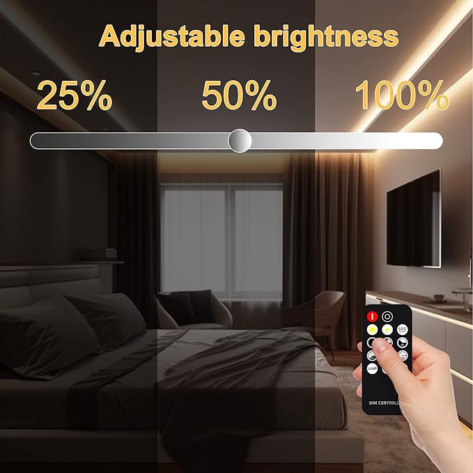 COB LED Strip Light Warm White, High Bright LED Strips with 2400LEDs, RF Remote and UL Power Supply, 3000K Dimmable LED Lights for Bedroom, Kitchen, DIY Home Decoration