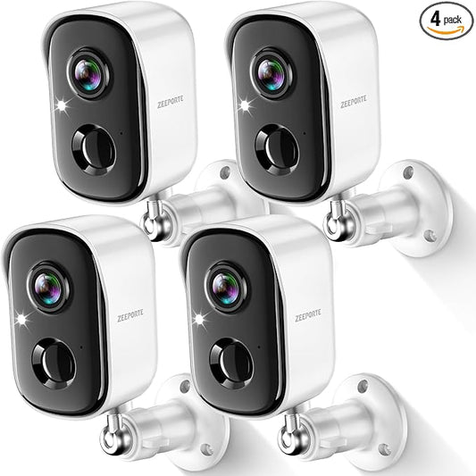Security Cameras Wireless Outdoor, 2K Battery Powered WiFi Cameras for Home Security with AI Motion Detection, Color Night Vision, Spotlight, Siren, Waterproof, SD/Cloud Storage - 4 Pcs