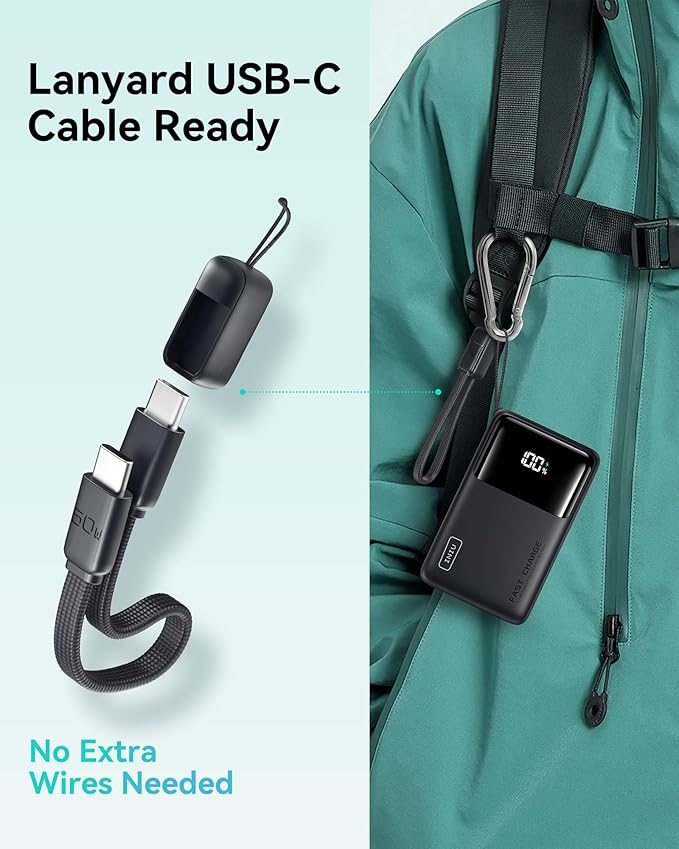 INIU Portable Charger, 10000mAh Slim Power Bank, 45W Fast Charging Small Battery Pack, Flight Cruise Ship Ship Family Trip Accessories Phone Charger for College Students Travelers Boys Girls, White