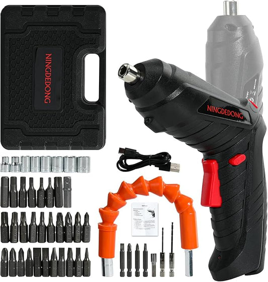 Electric Cordless Screwdriver Set, power-screw-guns，Rechargeable Cordless Power Tool with Carrying Case and Bits (black)
