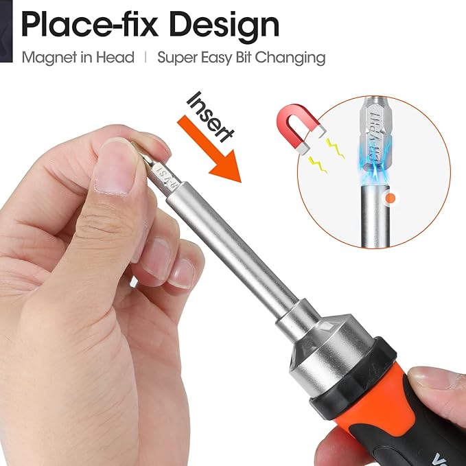 ValueMax 13-in-1 Multi-bit Ratcheting Screwdriver Set Tool All in One, Portable Multi-purpose Ratchet Screw-driver, Slotted/Philips/Torx/Square