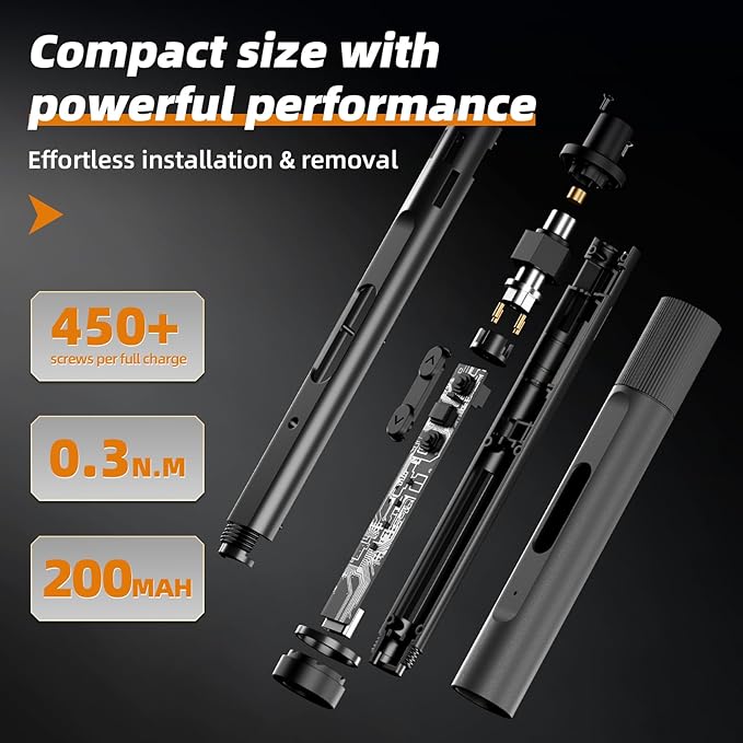 Mini Electric Screwdriver Set 24-in-1, 3.7V Precision Screwdriver Set, USB-C Rechargeable, Small Electric Screw Driver for Phone Camera Laptop Watch Metal Bits for Home DIY Projects