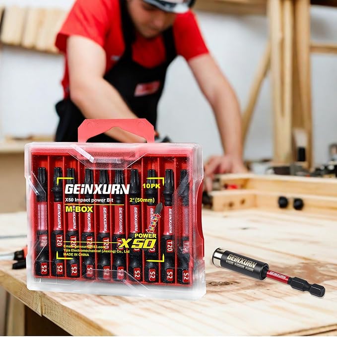 30Pieces 2 In. T20 Impact Tough Magnetic Screwdriver Bit Set, #20 Torx Head Power Bits, S2 Alloy Steel Star Bits with 1Pc Impact Bit Holder and Storage M-Box