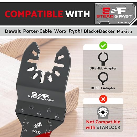 S&F STEAD & FAST 6 PCS Oscillating Saw Blades, Japanese Teeth, Curved Edge Oscillating Tool Blades for Wood, Plastic, Universal Multitool Blades Kits for Quick Release