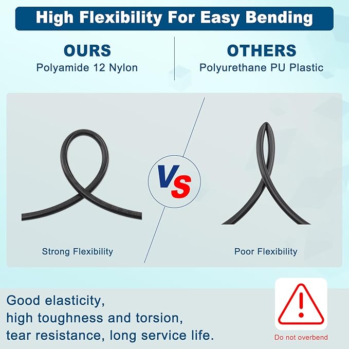50FT 1/8 DOT Air Line SAE J844 PA12 Nylon Air Hose with Cutter 1/8” OD Pneumatic Tubing DOT Approved 1/8 Air Brake Hose for Air Suspension Kit Truck Trailer Brake System & Fluid Transfer 15.5m