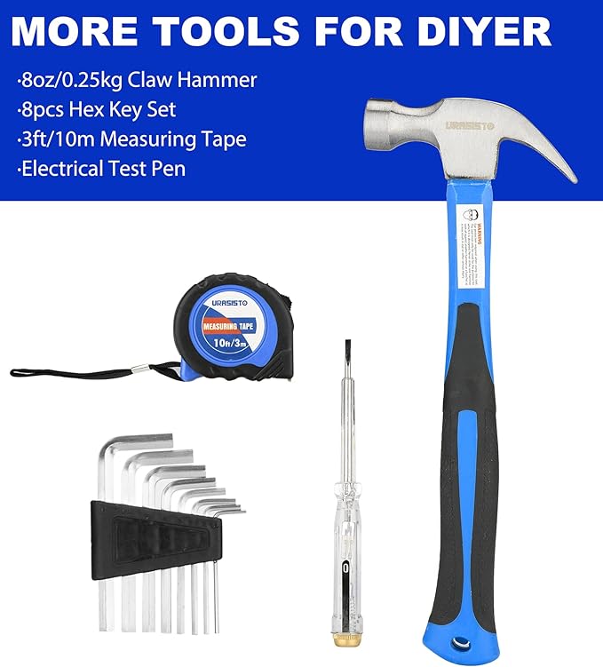 24-Piece Household Tool Kit for Men Repair Hand Tool Set Bag with Hammer, Screwdriver,Pliers, Wrench set with Storage Bag