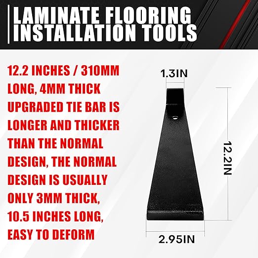C&T 12.2In Pull bar for Vinyl Plank Flooring, Heavy Duty Laminate Wood Flooring Installation Set, Black