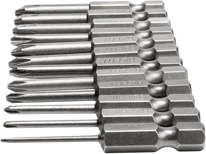 Rocaris 12Pcs Hex Shank Magnetic Phillips Cross Screwdriver Bits 50mm 1/4 Inch