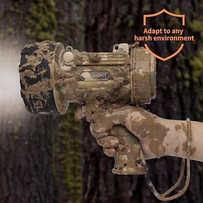 BUYSIGHT Rechargeable Spotlight Flashlight Floodlight,1000000 Lumen Hand held Spot Lights IP67 Waterproof COB Camping Lantern with red Filter(Camouflage Gray-COB)