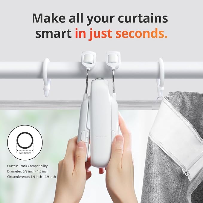 SwitchBot Automatic Curtain Opener - Bluetooth Remote Control Smart Curtain with App/Timer, Upgraded High-Performance Motor, Add SwitchBot Hub to Work with Alexa, Google Home, HomeKit