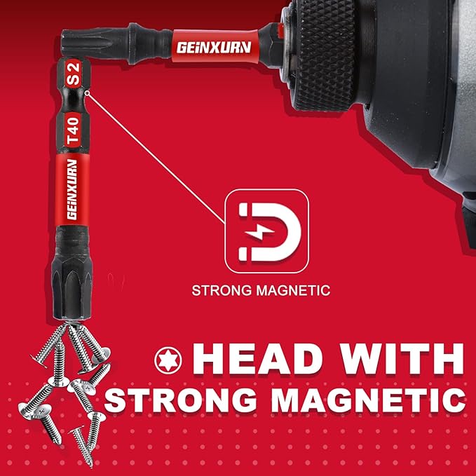 30Pieces 2 In. T40 Impact Tough Magnetic Screwdriver Bit Set, #40 Torx Head Power Bits, S2 Alloy Steel Star Bits with 1Pc Impact Bit Holder and Storage M-Box