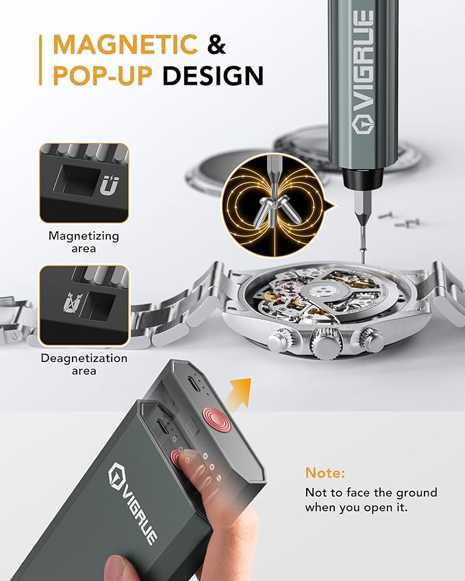 VIGRUE Electric Screwdriver with Display, Mini Cordless Precision Screwdriver Set with 48 Magnetic Bits, Small Electric Screwdriver For Electronics Laptops Glasses Clocks