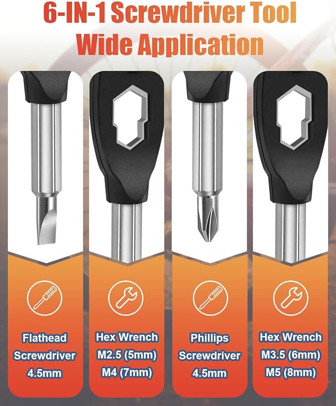 Keychain Screwdriver Tools, Stocking Stuffers for Men, 6-in-1 Screwdriver Bit with Flathead and Phillips, Slotted and Hex Wrench Cool Gadgets, Christmas Gifts for Mens