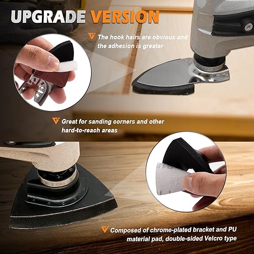 208Pcs Oscillating Tool Sanding Pads Kit, 4Pcs Triangle Sanding Pads and 4Pcs Finger Sanding Pad, 200Pcs Multitool Sandpaper Set, Grit Fit for Finishing Wood Sanding