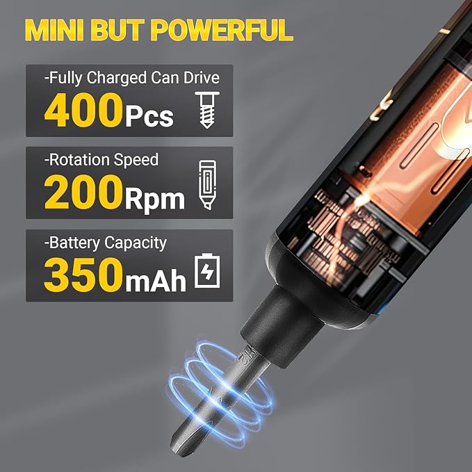 Mini Electric Screwdriver, 66 in 1 Precision Screwdriver Set 50 S2 Magnetic Bits, 4 LED, 5 Torque Small Power Screwdriver Cordless Watch Phone Laptop Repair Tool Kit Cool Gifts For Dads Friends -Grey