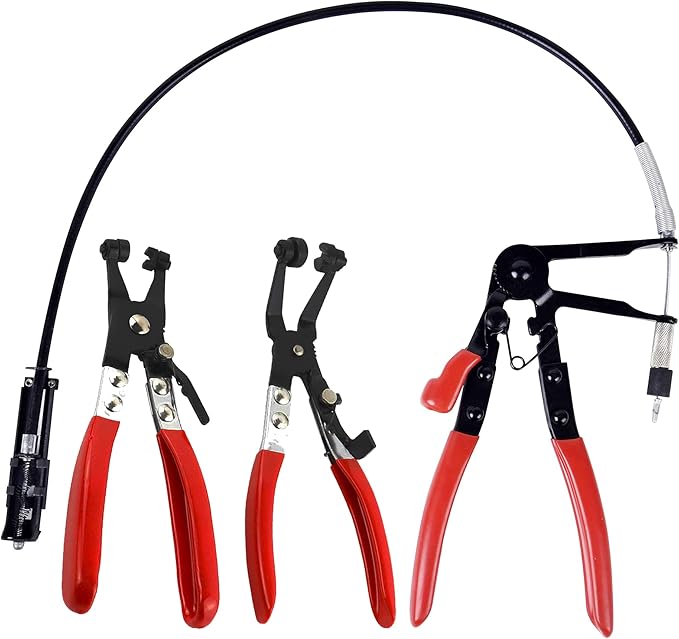 3Pcs Hose Clamp Pliers Kit, Long Reach Wire Spring Clamp Remover for Automotive Coolant Radiator Heater and Water Hose with Band Flat or Large Clamps