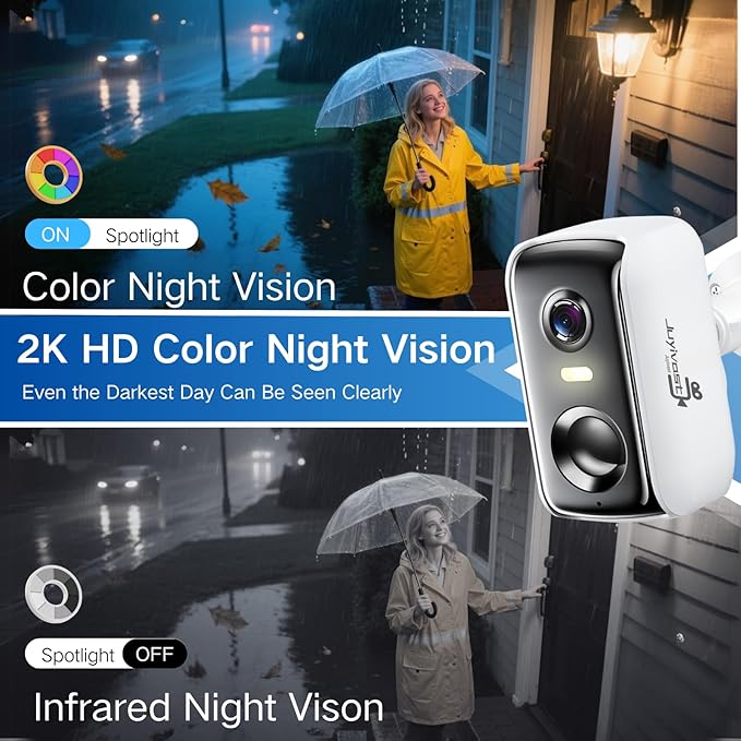 Security Cameras Wireless Outdoor,WIFI Cameras for Home Security with AI Motion Detection Spotlight Siren,Solar Panel Battery Powered Cam,2K Color Night Vision,2-Way Talk,Waterproof,Cloud/SD Storage