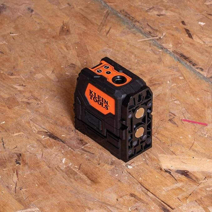 Klein Tools 93LCLGR Self-Leveling Laser Level, Rechargeable, with Bright Green Cross-Lines and Red Plumb Spot, Magnetic and Ceiling Clamp Mounting