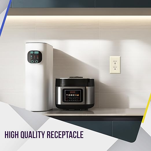 ENERLITES Duplex Receptacle Outlet, Tamper-Resistant Electrical Wall Outlets, Residential Grade, 3-Wire, Self-Grounding, 2-Pole,15A 125V, UL Listed, 61581-TR-LA, Light Almond, 10 Pack