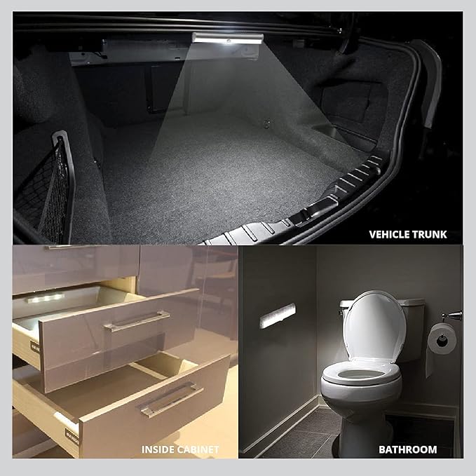 PeakPlus LED Motion Sensor Light, LED Battery Operated Lights, Under Cabinet Lighting, Stick On Lights, 10-LED Magnetic Wireless Motion Sensor Night Light for Closet, Counter, Stairway (4 Pack)