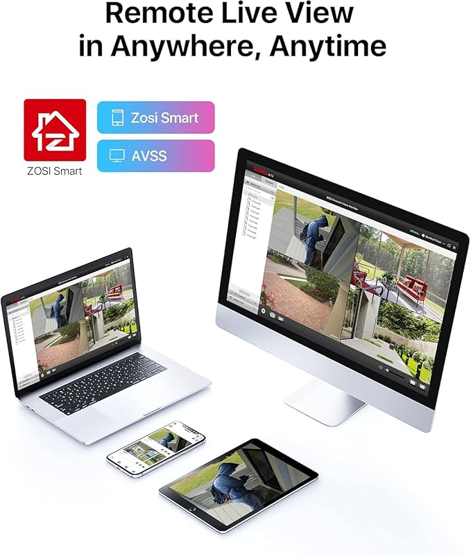 ZOSI 8CH 3K Lite Home Security Camera System Outdoor Indoor,AI Human/Vehicle Detection,Night Vision,H.265+ 8 Channel 5MP Lite Video DVR with 4pcs 1920TVL 1080P Weatherproof CCTV Cameras,(NO HDD)