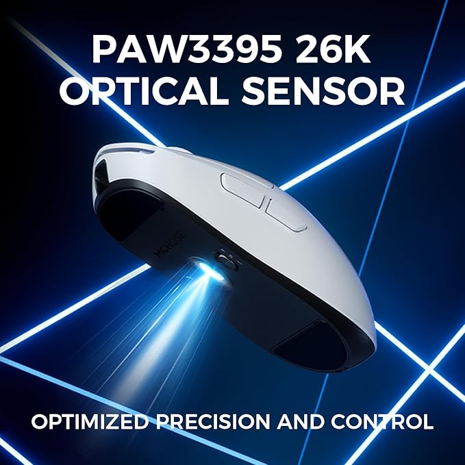 A5 Ultra V2 Wireless Gaming Mouse, Symmetrical Design, 54 Grams,Wired 8K/Wireless 4K Polling PAW3395 26K DPI Optical Sensor, 130 Hours Battery Life, Tri-Mode Connection - Black