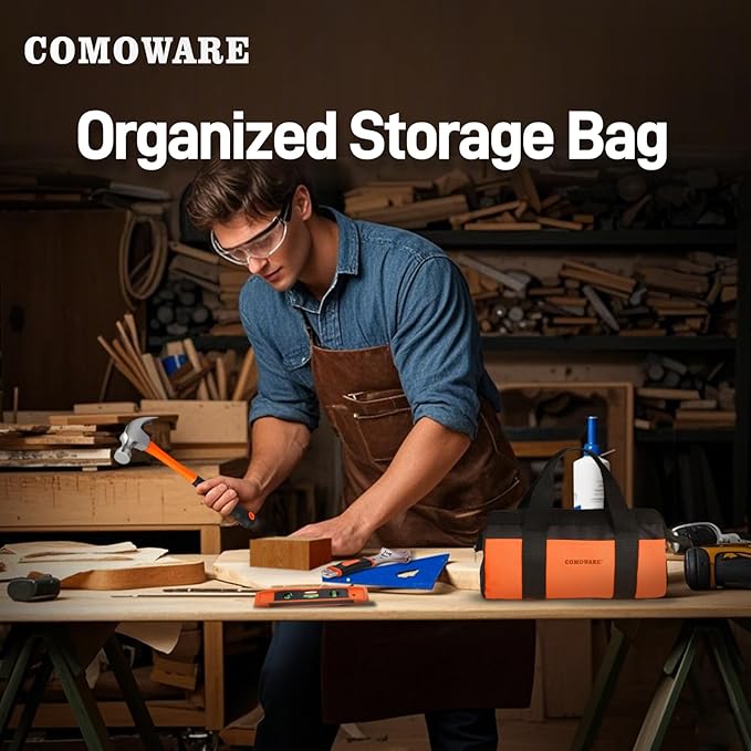 COMOWARE 218 Pcs Home Tool Kit - Basic Household Hand Tool Set, Truck Tool Kit Socket Wrench Combination Tool Set for Home with Plastic Toolbox Storage Case, Rv tool set，Orange