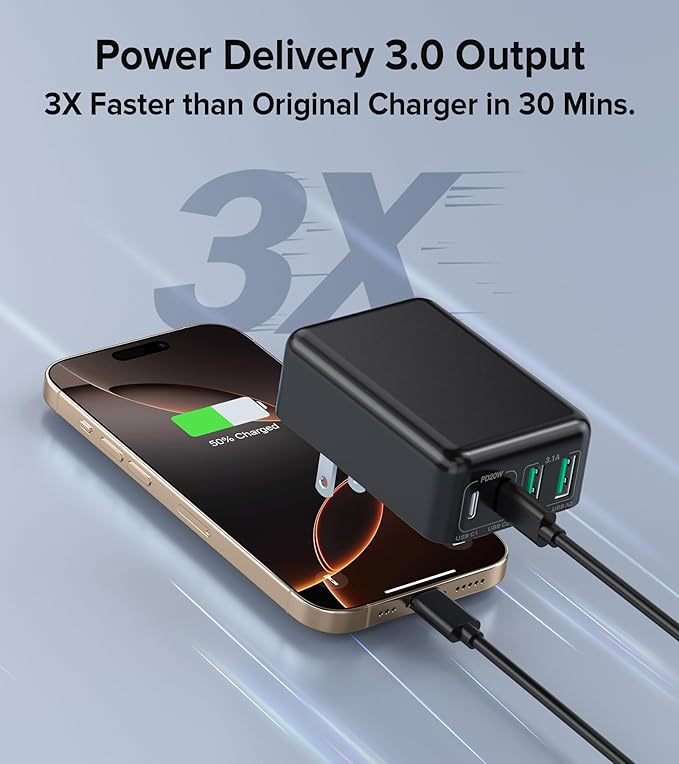 2Pack Flat USB C Charger Block, 40W 4-Port Fast Charger 20W Type C Charging Block 3.1A USB Wall Charger Dual Port PD+QC Charging Cube for iPhone 16 15 14 13 12 Pro Max XS, iPad,Samsung,Tablet（Black）