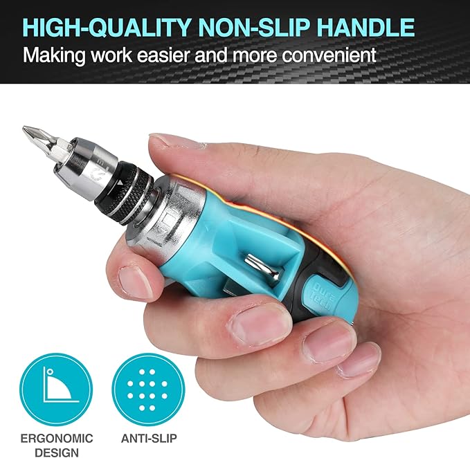 DURATECH Stubby Ratcheting Screwdriver, 12-in-1 Multibit Short Screw Drivers, Premium S2 Steel, Innovated Bits Quick-Load Mechanism, with Phillips, Slotted, Torx, Square Bits Stored in Handle