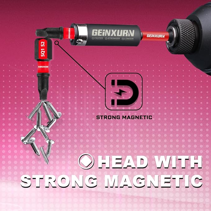 48Pieces Impact Screwdriver Bits Set, Magnetic S2 Steel Phillips/Slotted/Square/Torx Insert Power Bits Tips, Impact Bit Holder with Pink Storage Box Case