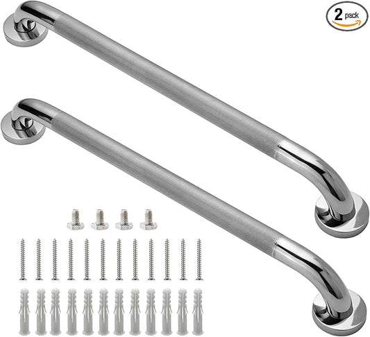 Shower Grab Bar, 2 Pack 24 Inch Bathroom Grab Bar, 1.25" Diameter 304 Stainless Steel Anti-Slip Grab Bars for Bathtubs and Showers, Handicap Shower Grab Bar for Seniors Elderly