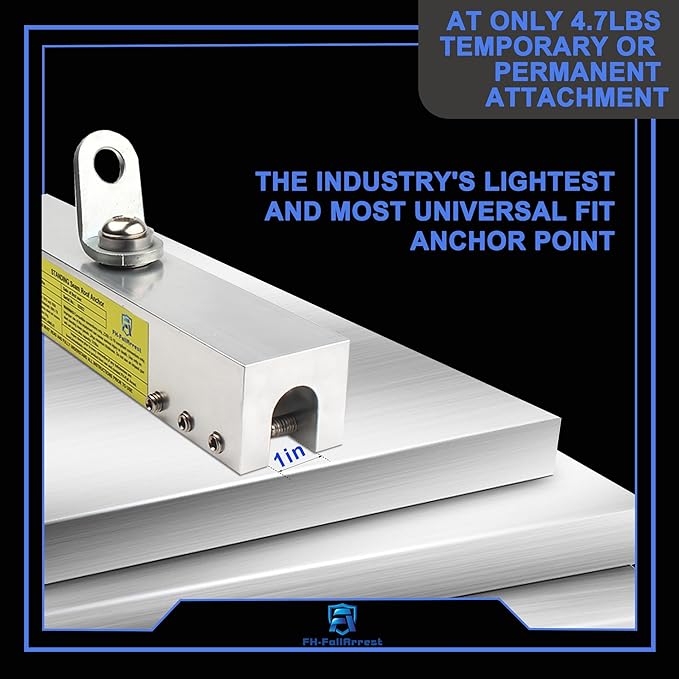 Fall Protection Standing Seam Roof Anchor Clamp with 360° Swivel Point | Fall Arrest Roofing Harness Safety Kit | Aluminum Alloy Anchor | OSHA/ANSI Compliant | Bolts and washers included