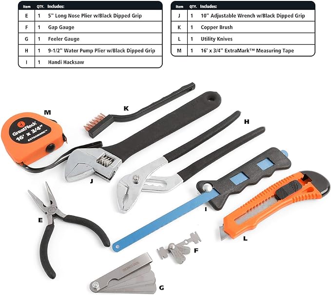 GreatNeck MS125 125 Piece Marine Tool Set, Complete With High Visibility, Water-Resistant Boat Tool Box Case, Anti-Rust Chrome-Plated Boat Supplies And Accessories, Orange