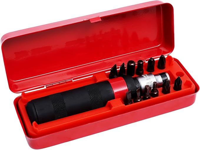 3/8" Manual Hand Impact Driver Set Extractor-12 PCS Impact Screwdriver S2 Steel Much More Durable Disengage Rusted Fasteners or Frozen Bolts Manual Reversible Impact Driver Set
