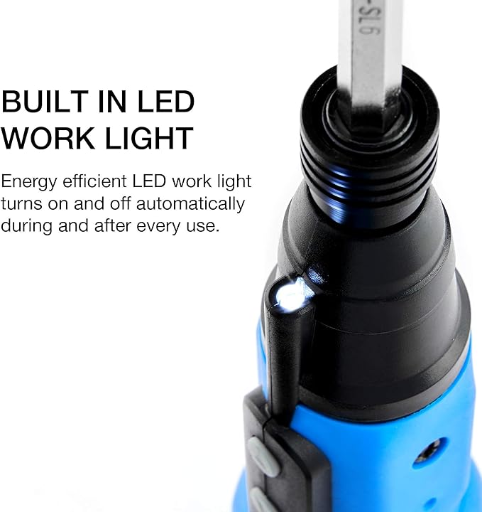 NEIKO 10577A Cordless Power Screwdriver | 1/4” Hex Auto-Lock Safety Chuck | Includes Phillips and Flathead Bit | USB Rechargeable Lithium-Ion Technology | Auto and Manual Mode