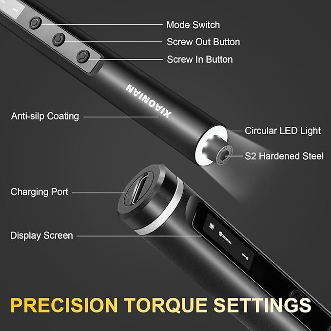 3.7V Precision Electric Screwdriver Set,76 IN 1 Magnetic Storage Mini Electric Screwdriver Cordless Set with LED Display,5 Torque Settings Repair Tool Kit for Electronics Phone Camera Laptop Watch