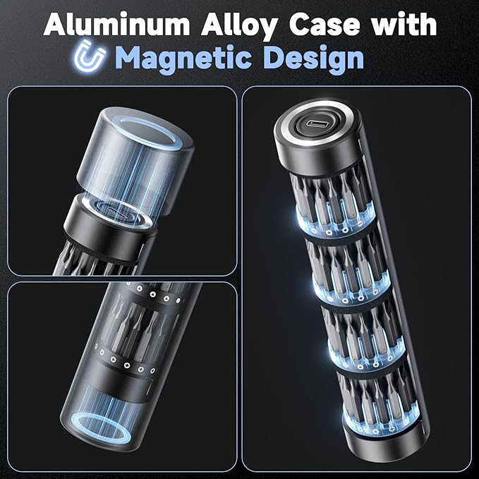 65-IN-1 Mini Electric Screwdriver Cordless, Precision Screwdriver Magnetic Bits Set with Case, 3 Torques Settings, LED lights, Portable Repair Tool Kit for Electronics Phone Watch
