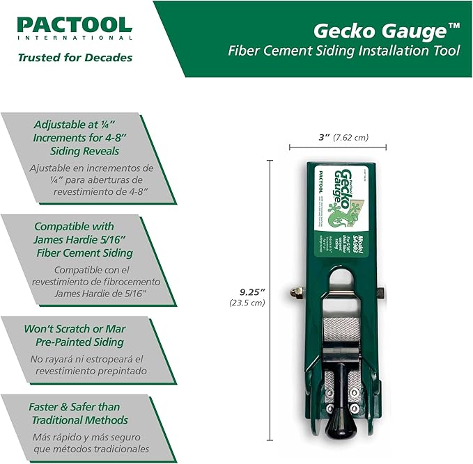 PacTool SA903 Gecko Gauge - Siding Mounting Kit & SS724 Snapper Shear Pro - Cutting Tool for Fiber Cement Board - Power Shears Professional Power Tools
