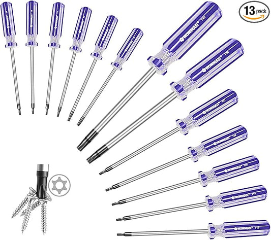 13-Piece Magnetic Torx Screwdrivers Set, Security Tamper Proof, T4、T5、T6、T7、T8、T9、T10、T15、T20、T25、T27、T30、T40 (blue)