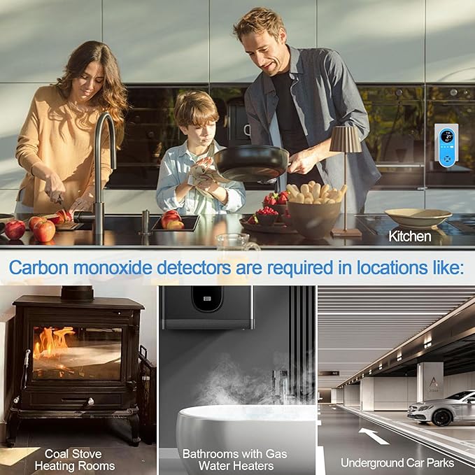 Plug-in Carbon Monoxide Detector with Real-Time CO Display & Temperature/Humidity Monitor, Plug-in CO Alarm for Home, RV, Apartment, Indoor Air Safety 2-Pack