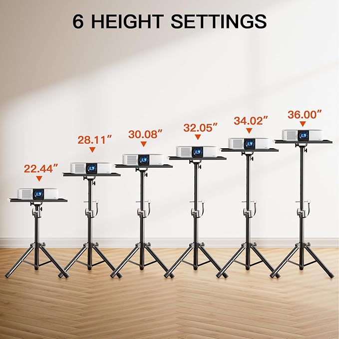 AMADA Projector Stand, Laptop Stand with Adjustable Height 22 to 36 inch, Heavy Duty Projector Mount as DJ Racks, Portable Projector Tripod Stand, Tall Floor Stand for Office, Home, Stage or Studio