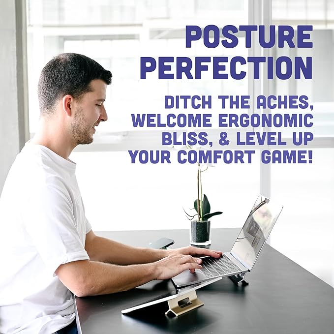 Steepy Portable Laptop Stand for Desk – 3 Heights – Desk Stand - Portable Laptop Riser for Desk - Adjustable Height