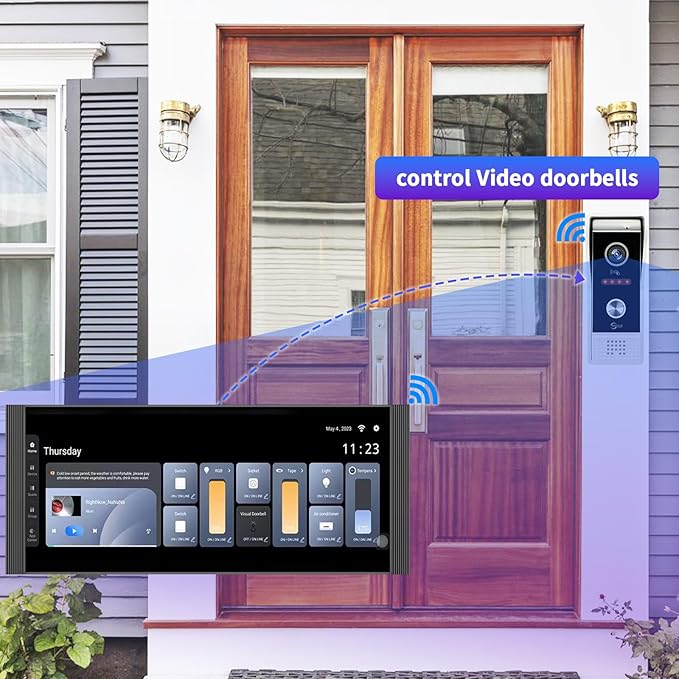 Smart Home Control Panel,12'' Dimmer and Background Music Player,Smart Life Tuya App Control Timer Switch for Smart Appliances,Support Video Doorbell Two-Way Intercom