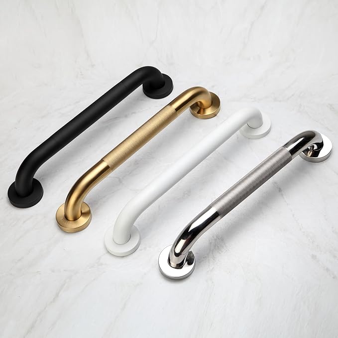 Shower Grab Bar, 2 Pack 24 Inch Gold Bathroom Grab Bar, 1.25" Diameter 304 Stainless Steel Anti-Slip Grab Bars for Bathtubs and Showers, Handicap Shower Grab Bar for Seniors Elderly