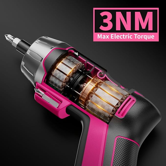 4V Electric Screwdriver Rechargeable 29pcs, Cordless Screwdriver, USB Small Power Screwdriver Set with Bits, Pink