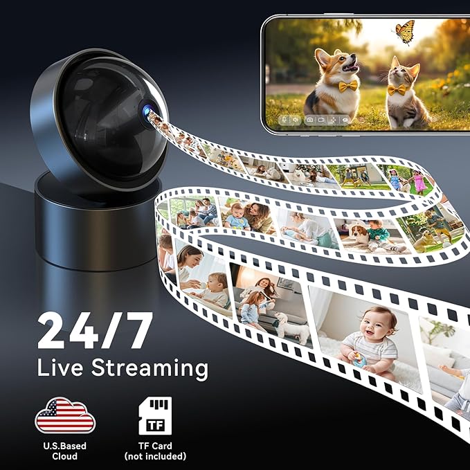 Security Camera Indoor - 5G & 2.4G WIFI 2K Smart Security Camera | U.S. Cloud |Cameras for Home Security Instant 911 Alert | Night Vision,5-Min Setup,2-Way Audio, Pan/Tilt Baby Monitor/Dog/Pet Camera