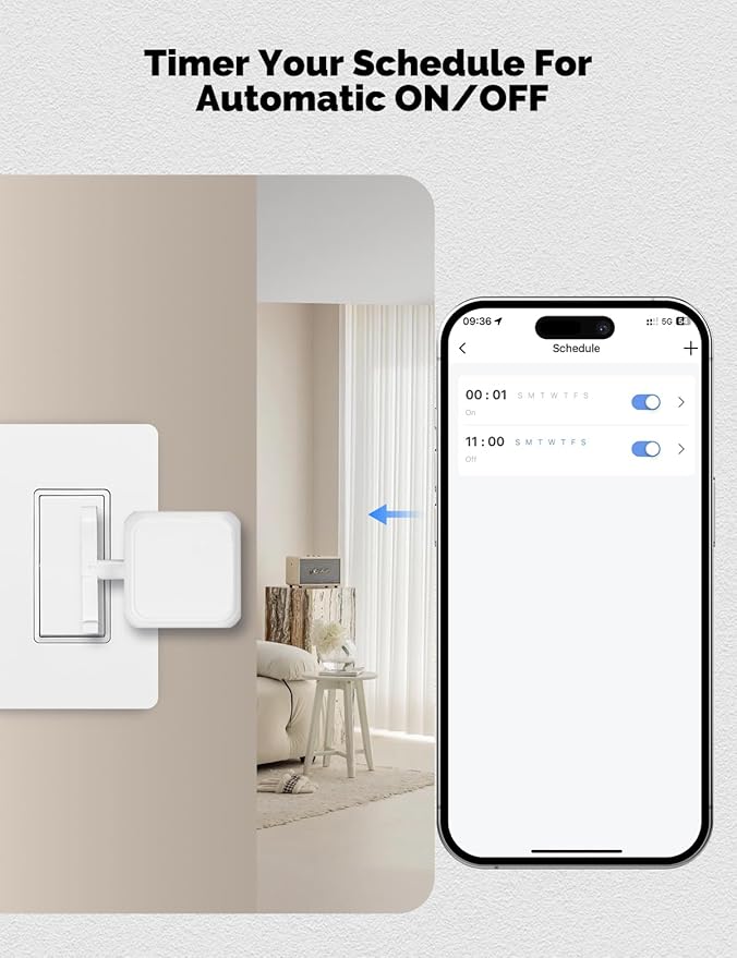 MOES Rock Switch Fingerbot 3nd Generation, Timer Control Work with Smart Life App, Add MOES Tuya Bluetooth Hub Make it Compatible with Alexa and Google Home(Need BLE Hub