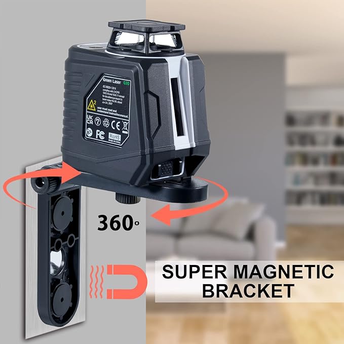 Laser Level with Tripod, Firecore 360° Self Leveling Cross Line Laser Level with Pluse Mode, Green Lazer Leveler tool for Hanging Pictures Wall Tile Construction, L-Bracket & Carry Pouch Included